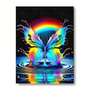 Regenbogen-Schmetterling mit Wasserspritzern