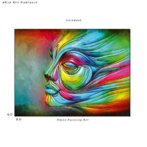 Abstrakte Farbexplosion – Surrealistisches Gesicht im Fluss der Kreativität - Bild auf Leinwand 80/60 cm - XL (Extra Large)