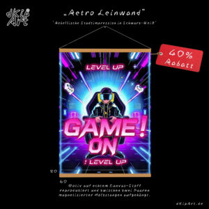 Game On! – Dynamische Retro-Gaming-Kunst im Neon-Stil (60 x 80 cm)