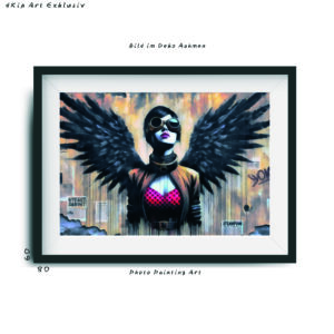 Städtische Engel - Bild im Rahmen / Passepartout 80/60 cm - XL (Extra Large)
